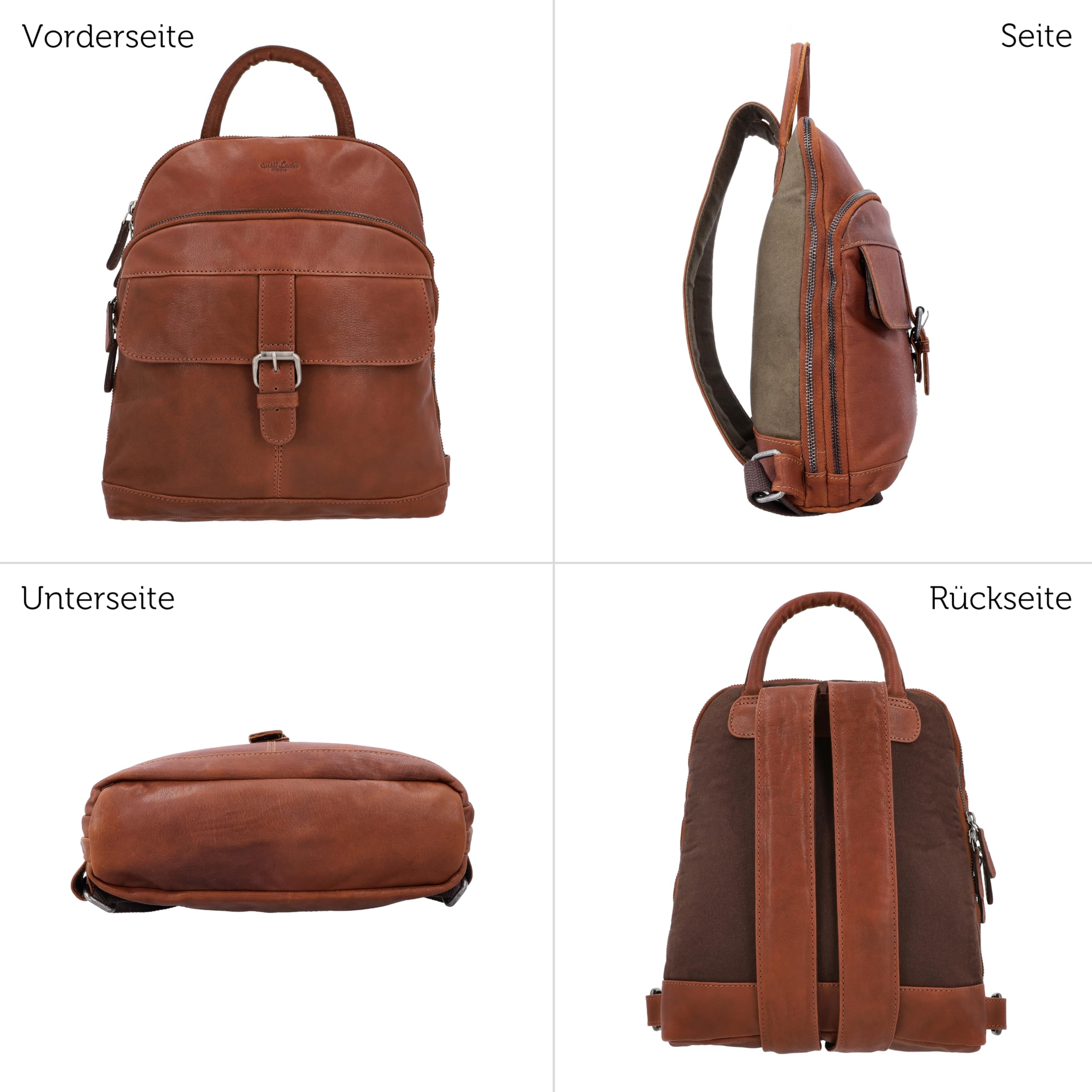 Gusti Lederrucksack Leder - Alena Damen Rucksack Vintage Braun Leder