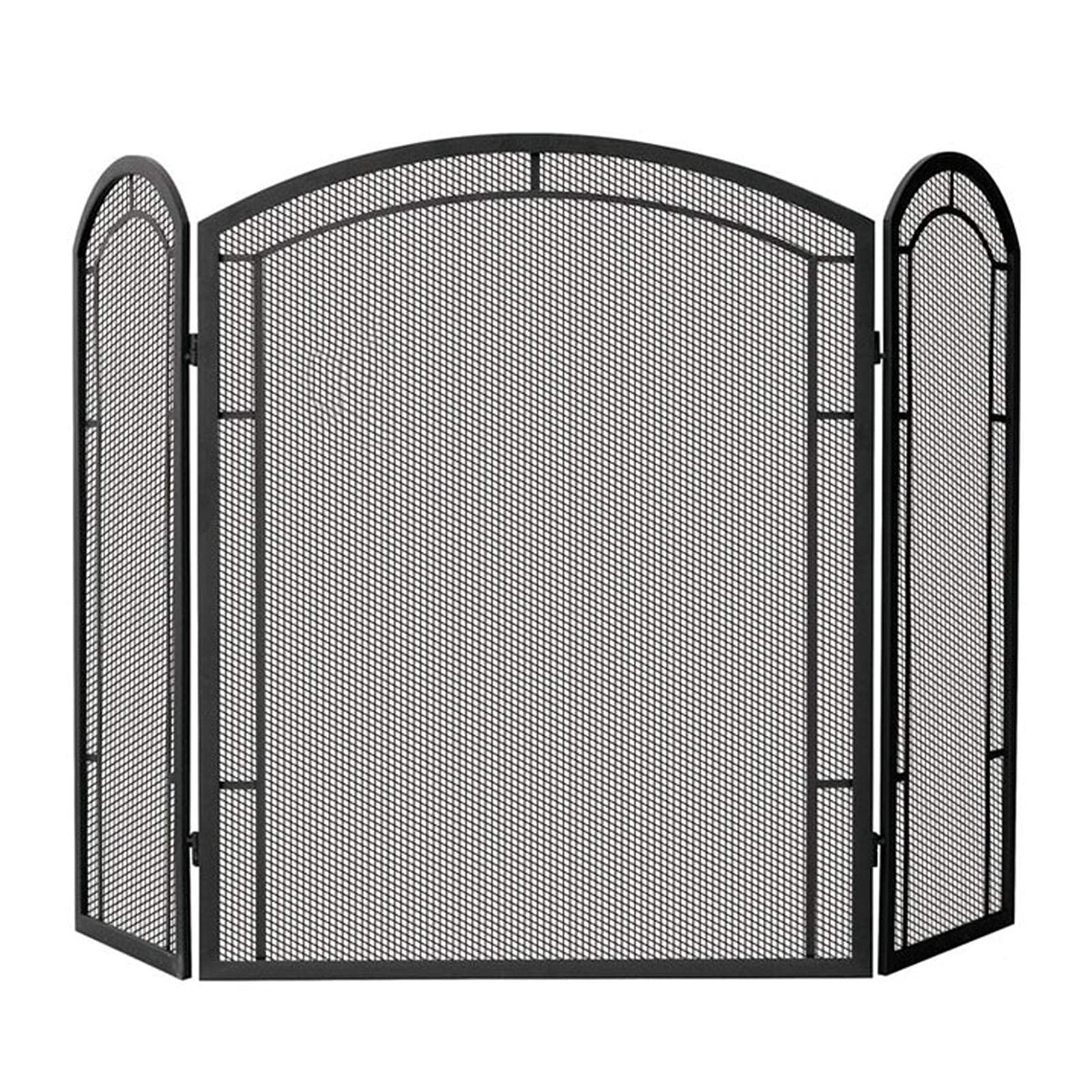 Parascintille Parascintille a 3 pannelli Parascintille con protezione ad arco di grandi dimensioni Rete decorativa in metallo per esterni in ferro Pannelli per camini in ferro battuto nero Copertura