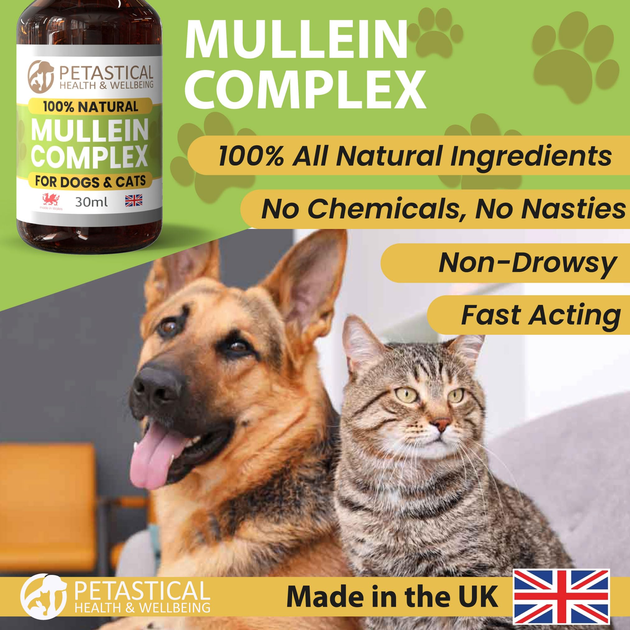 Petastical Mullein Complex for Dogs Cats Pets 100% Natural Respiratory Support, No Nasty Chemicals, Made in UK (30ml) - Image 2