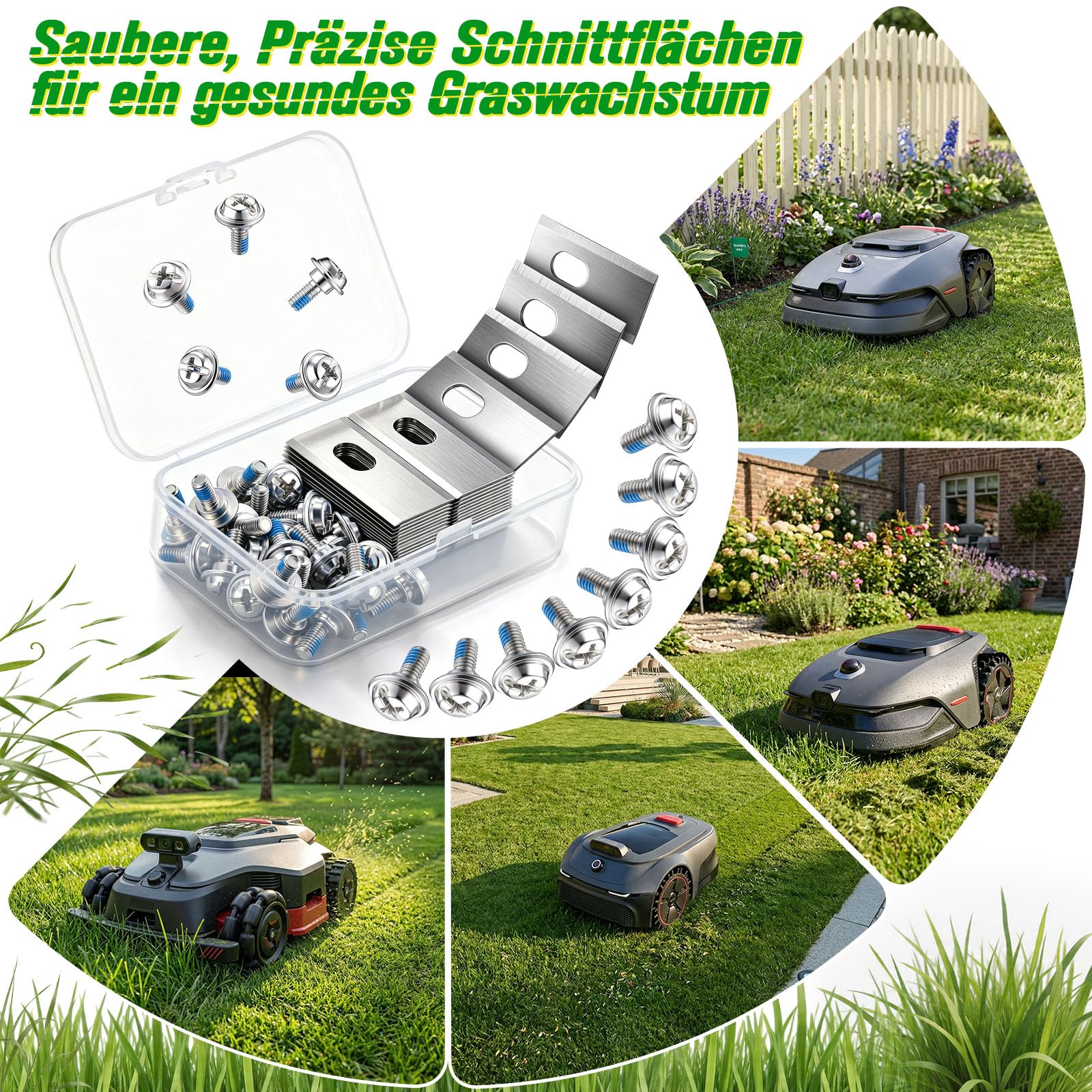 BBTO 24 lames de rechange et 24 vis, compatibles avec ViAX 250/500, MOVA 600/1000, LiDAX Ultra 800/1200/1600/1000 AWD/2000 AWD, NAVAX 3500/5000 AWD. Lames de rechange en acier inoxydable et alliage de