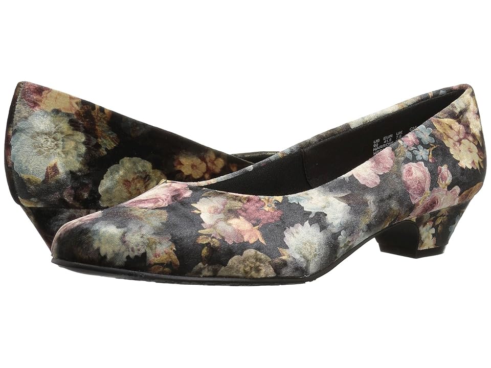 

Soft Style Angel II (Black Floral Printed Velvet) Women's 1-2 inch heel Shoes