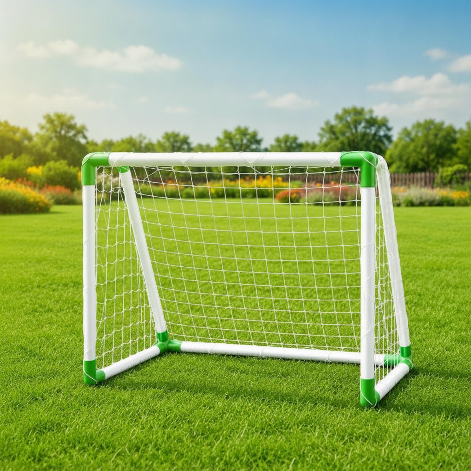 Portería Fútbol con Red Estable Plegable, Arco Fútbol PVC, para Exteriores, Niños