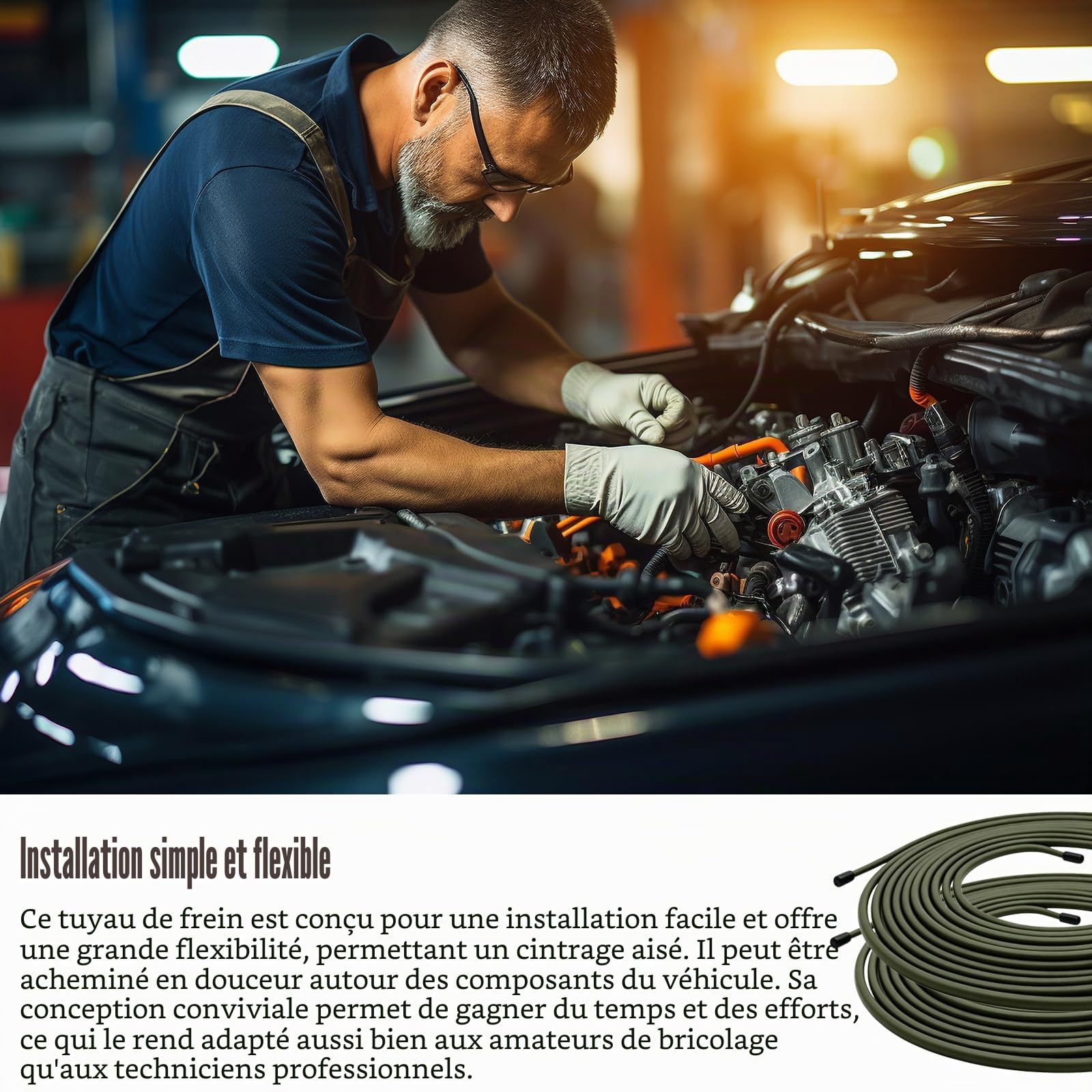 2 Pièces 5m Tuyau de Frein Ø 4,75 mm, Kit de Conduite Générale de Frein de Rechange avec 20 Raccords Et 10 Connecteurs, 3/16" Conduite Générale de Frein pour Voitures et Motos, Vert Militaire
