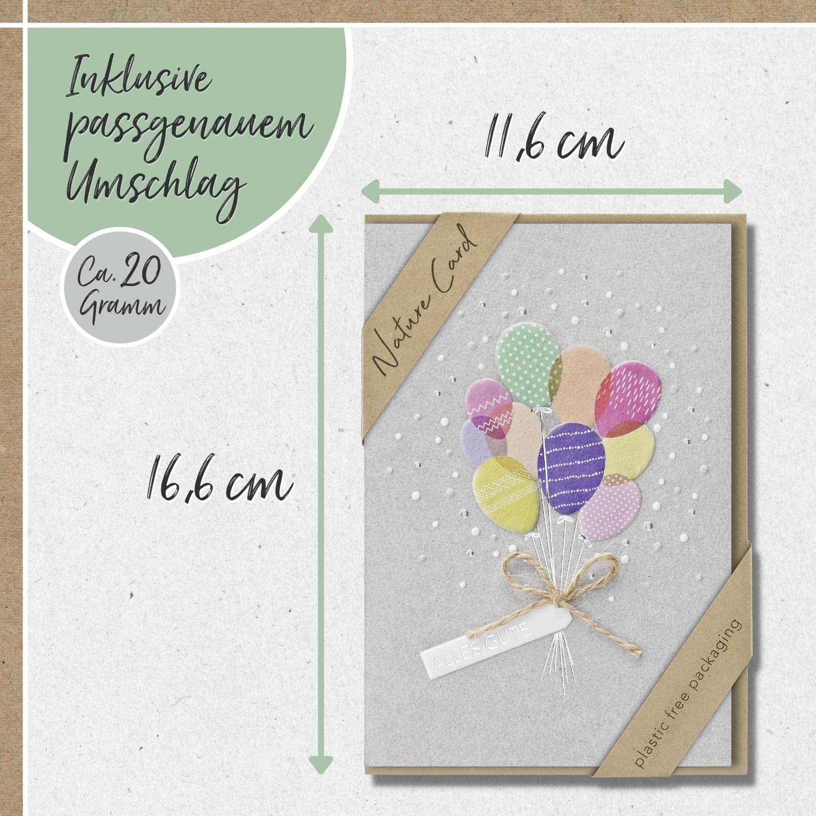 bsb - Verjaardagskaart voor verjaardag, natuur kaart, duurzame kaarten voor verjaardag, verjaardagskaarten met envelop, verjaardagskaart voor vrouwen en mannen, wenskaart 15,5 x 15,5 cm