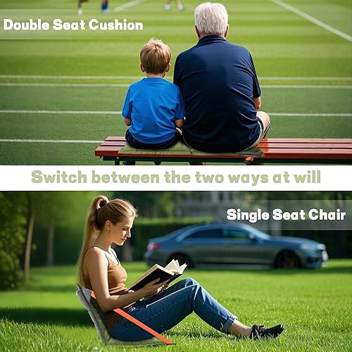 Miniatura 8 de ONTYZZ Asientos de estadio con soporte de respaldo inflable, portátil, plegable, cómodo, cojín impermeable con respaldo para eventos deportivos,