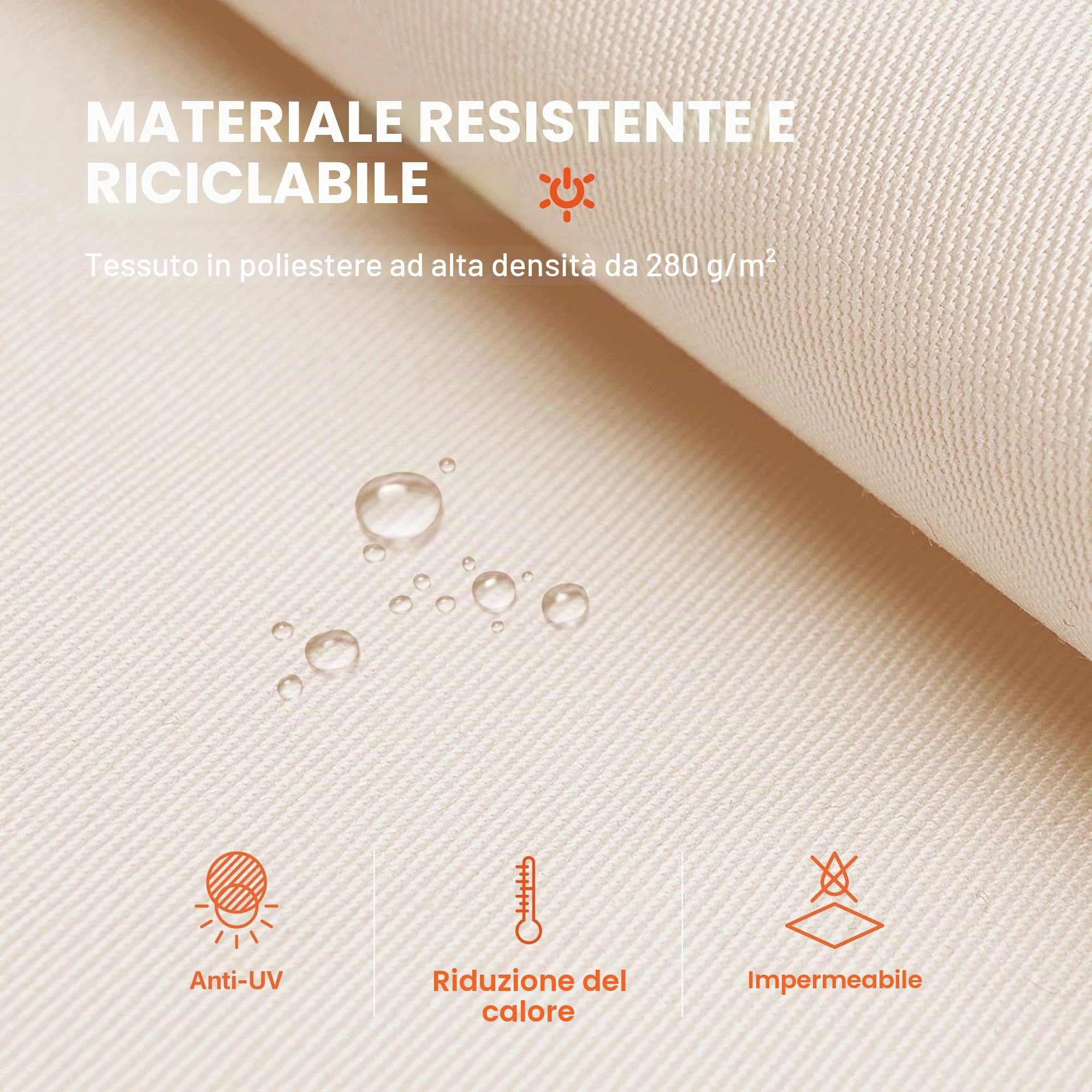 SmartSun - Tenda da sole per esterni ecru, manuale, 4 x 2,5 m, per terrazza, balcone o giardino, struttura retrattile, antracite, alluminio robusto, tessuto in poliestere, avvolgibile, manovella