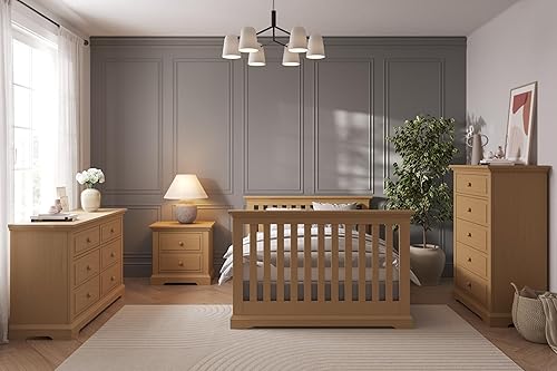 Miniatura 33 de Child Craft Ocean Grove - Mesita de noche de 1 cajón para guardería o dormitorio, cajón de almacenamiento grande, hecha de madera de pino Blanco/