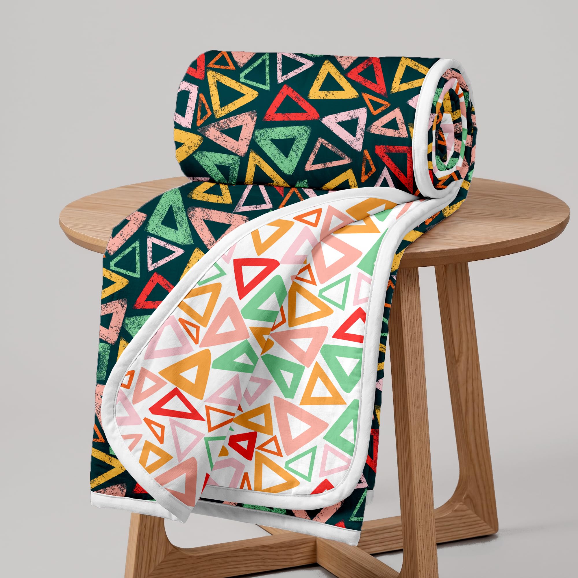 Divine Casa 120 GSM Microfiber Reversible Single Bed Dohar | Soft & Lightweight AC Throw Blanket for All Seasons | Size 210 x 140 cm | Geometric | Midnight Multicolor
