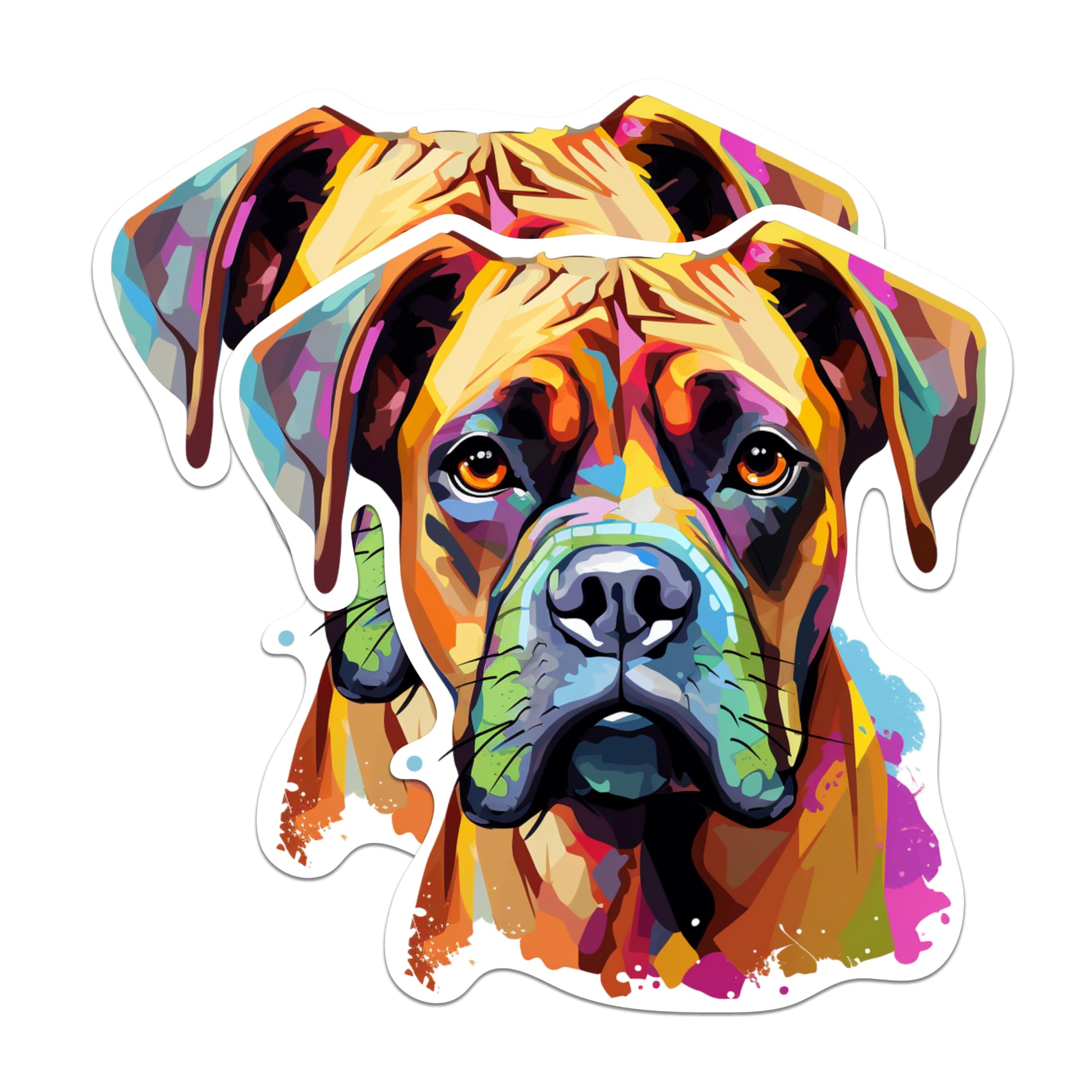 (2 Pack) Boxer Dog Breed Stickers - 5 Inches On Longest Side - Choose from Over 100 Dog Breeds - for Cars, Trucks, Skateboards, Laptops - Made in USA - BMCS1795