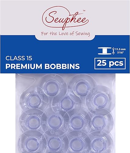 Se adapta a bobinas de costura y bordado Brother  25 piezas, SA156, transparente