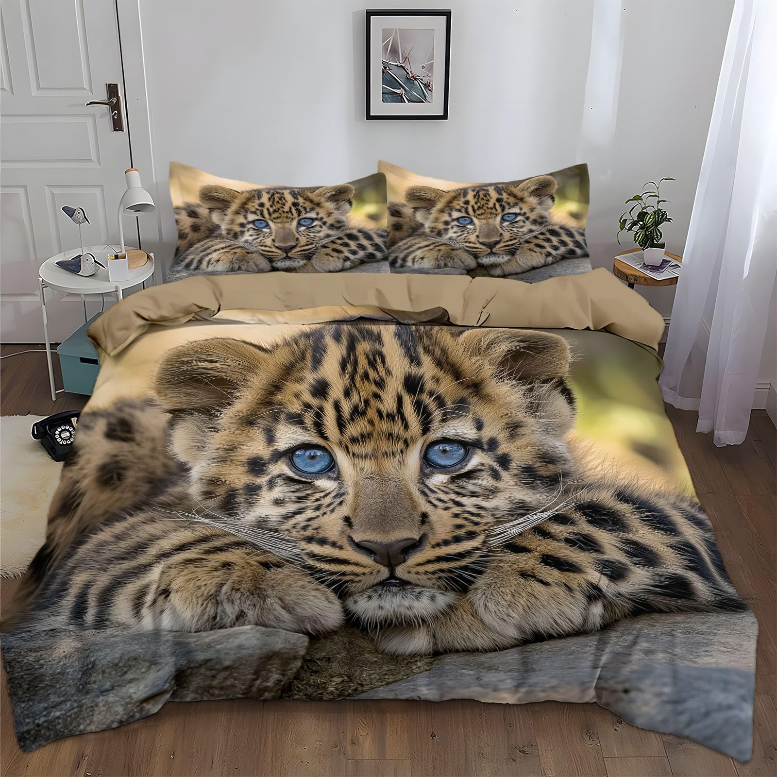 Housse de couette guépard souple en polycoton pour un lit d'enfant doux et facile à laver