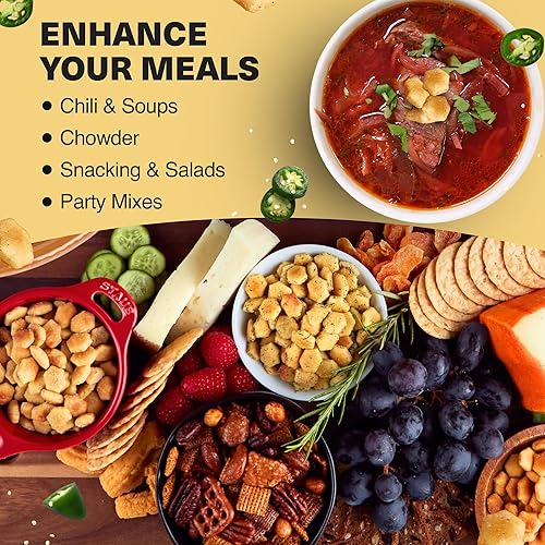 Miniatura 3 de Wicked Minis - Galletas de sopa y ostras, mini sopa inflada con sabor a salina y salada, mezcla de aperitivos salados, adornos para ensalada de