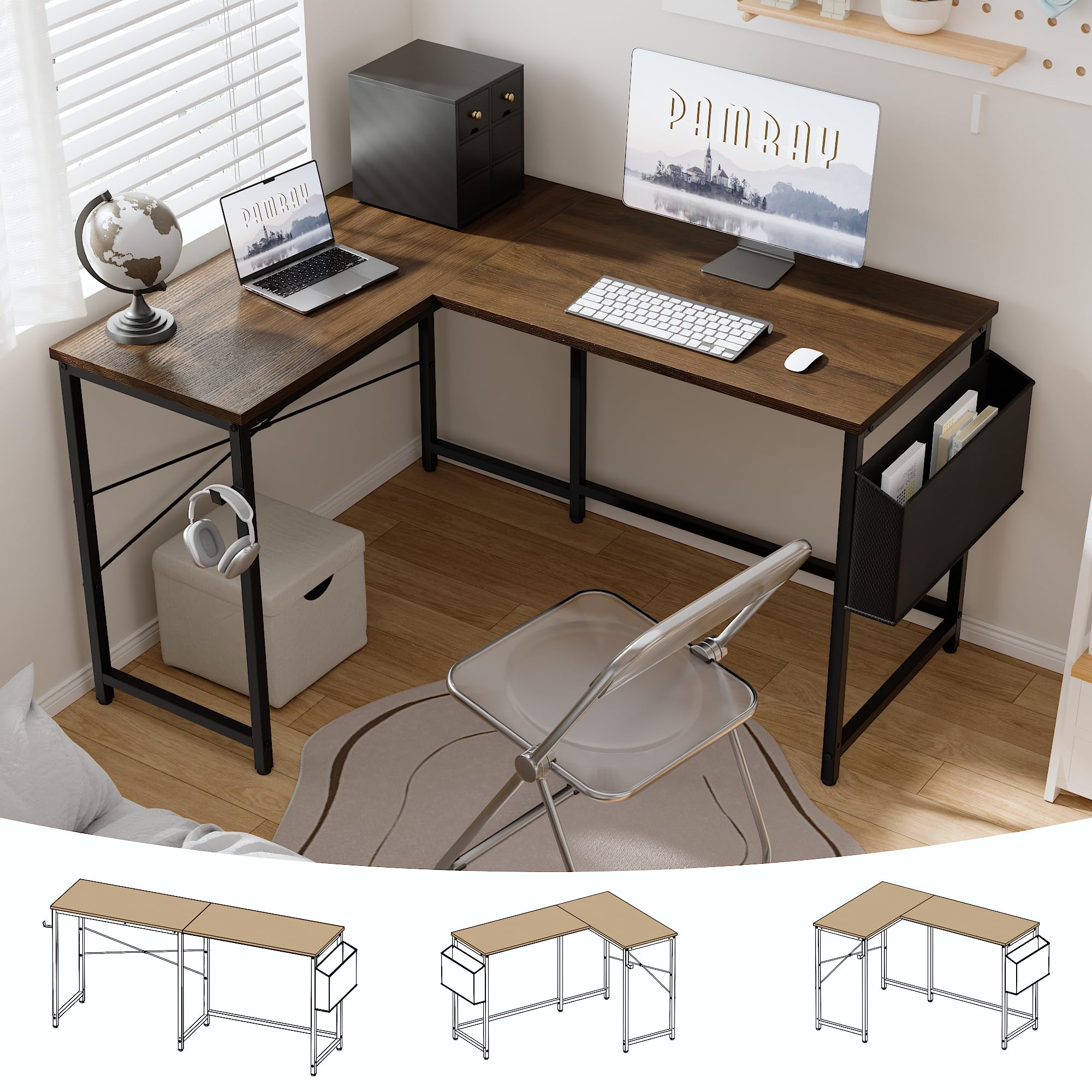 Photo 1 of ***PARTIAL SET- PRICE ADJUSTED***Pamray 47 Inch Reversible L-Shaped Desk
