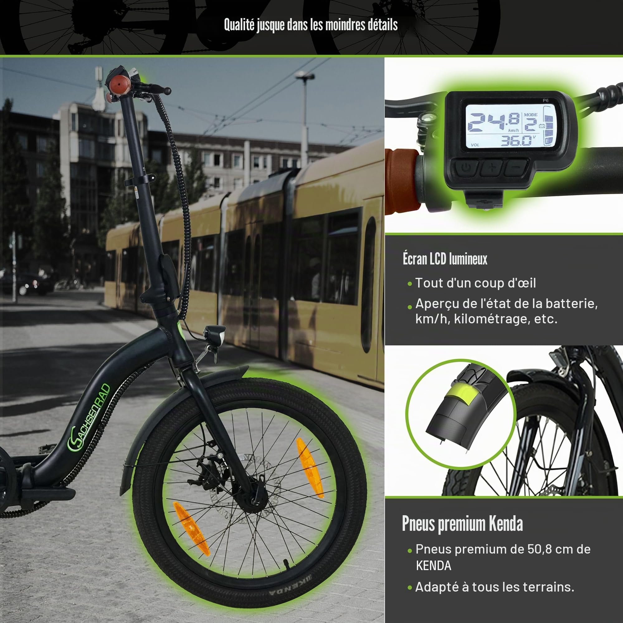 Vélo Électrique Pliable 20 Pouces F2 Farmers VAE Pliant Adulte avec Enjambement Bas Batterie 470Wh Autonomie 130km Confortable et Homologué Route