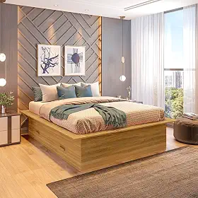 Cama Casal Adulto com 4 Gavetas Gades Yescasa Freijó
