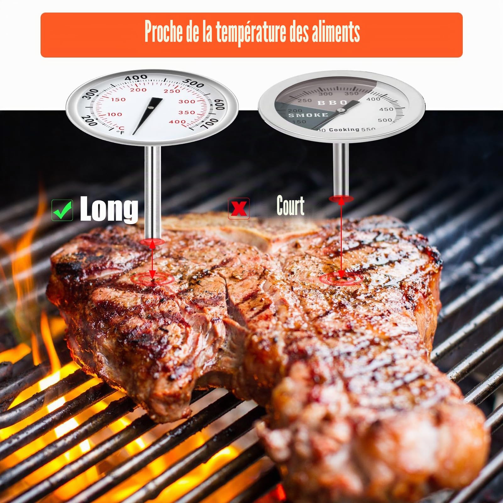 67088/67731 Thermomètre de barbecue – Remplacement pour Weber Genesis 300, Genesis II & Summit Series, Genesis E/S 310 330, diamètre 6 cm