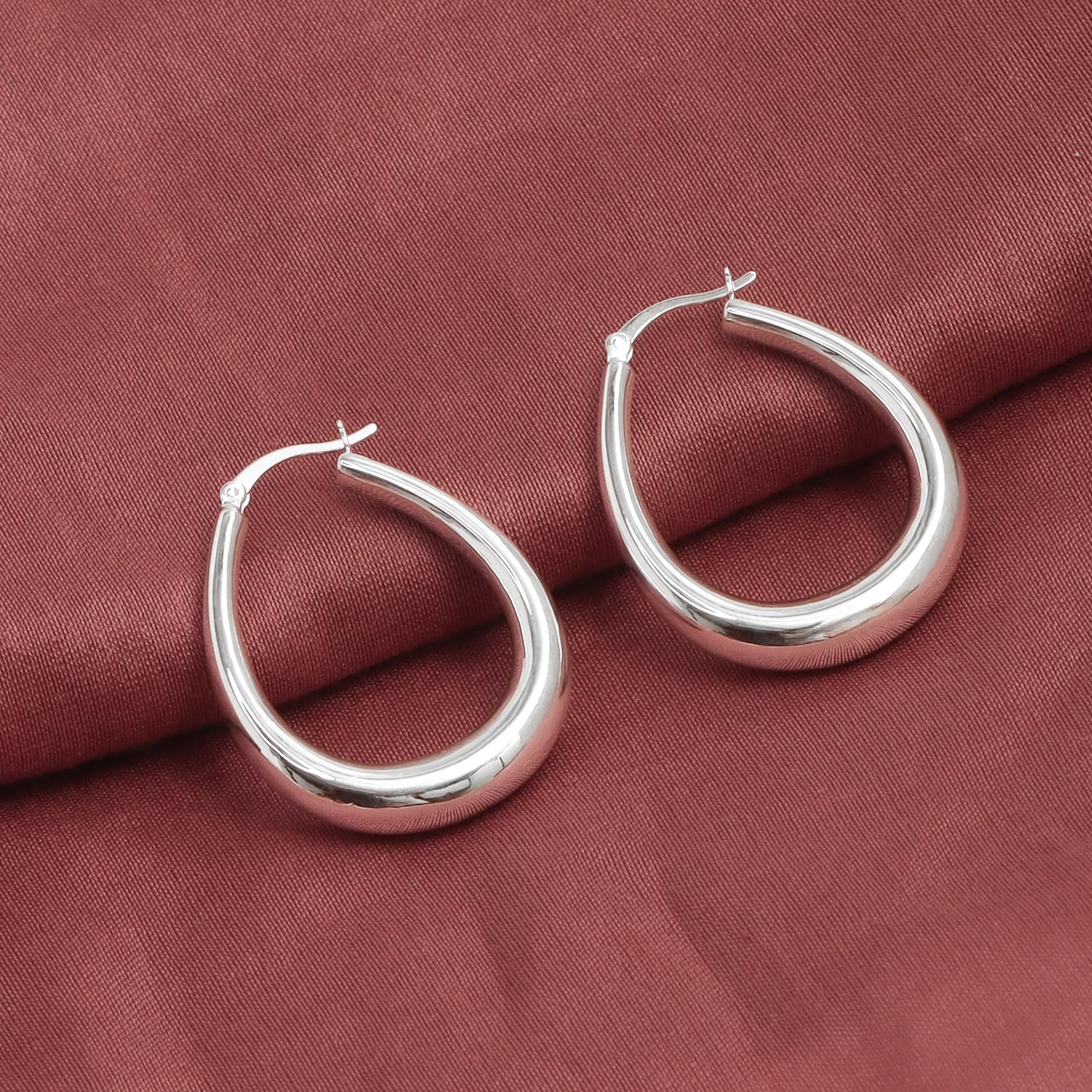 LeCalla Sterling Silver Jewelry Shrimp Classic Diamond-Cut Leichte Creolen für Damen Mädchen