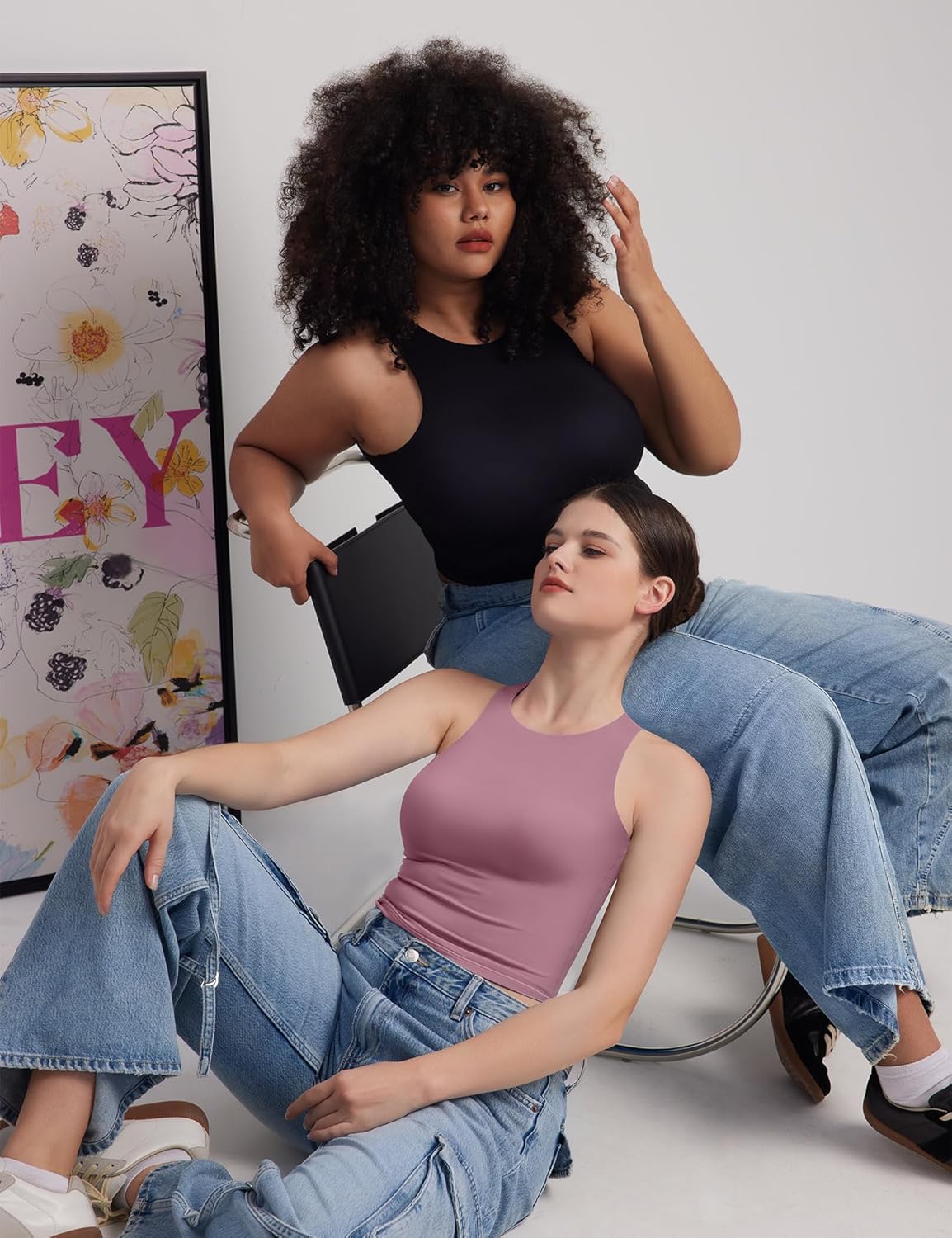 PUMIEY Women's High Neck Tank Top Sleeveless Summer Crop Tops for Women Smoke Cloud Pro Collection - Image 6