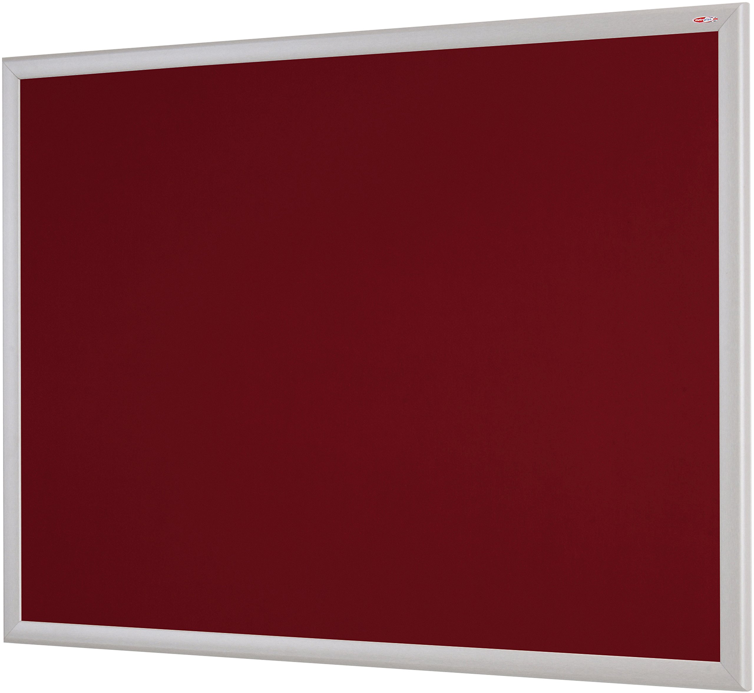 Metroplan Eco-Friendly Noticeboard - 900mm x 1200mm - Aluminium Effect Frame - Burgundy