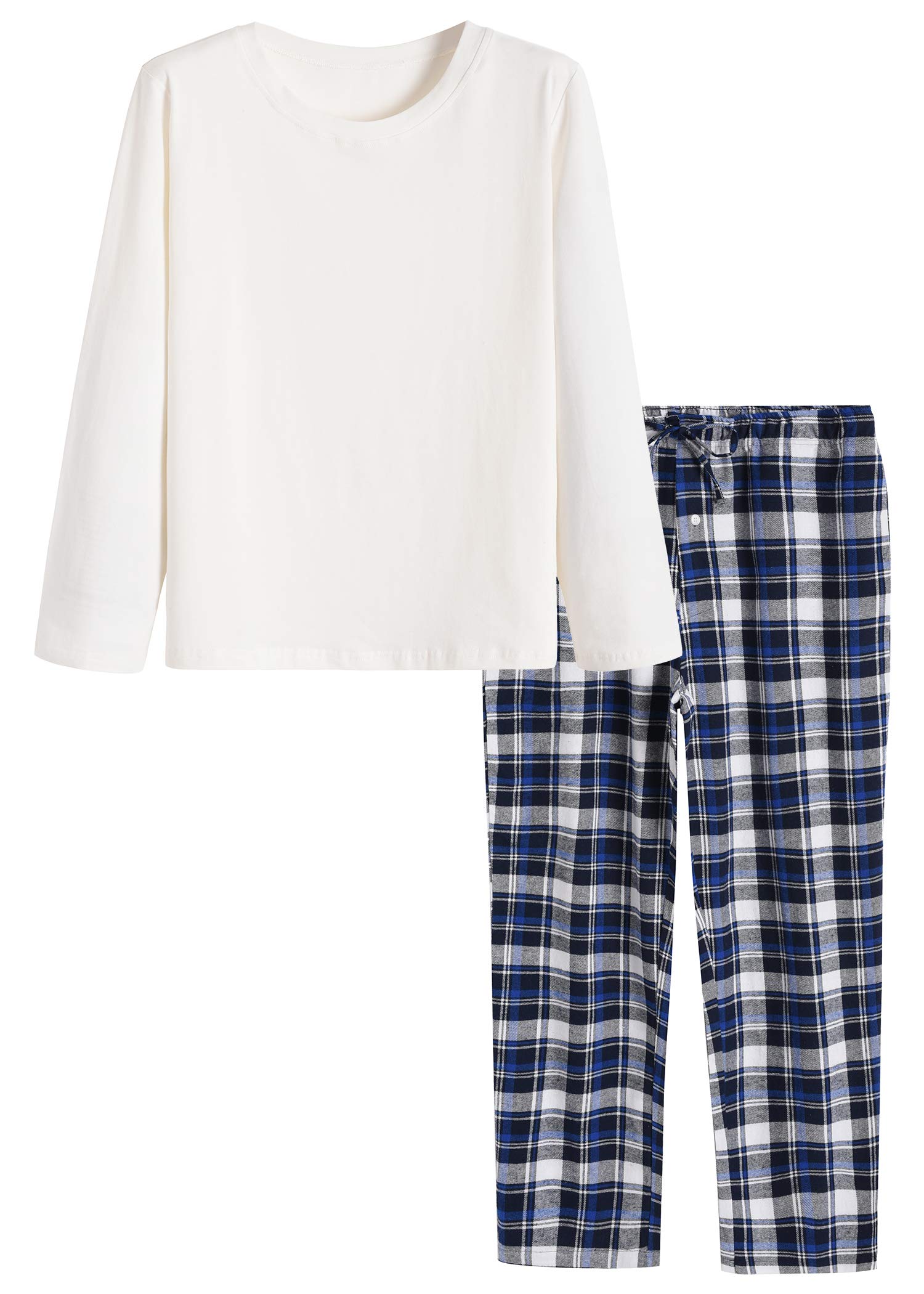 Men's Cotton Pajamas Matching Sleepwear Top and Pants PJ Set