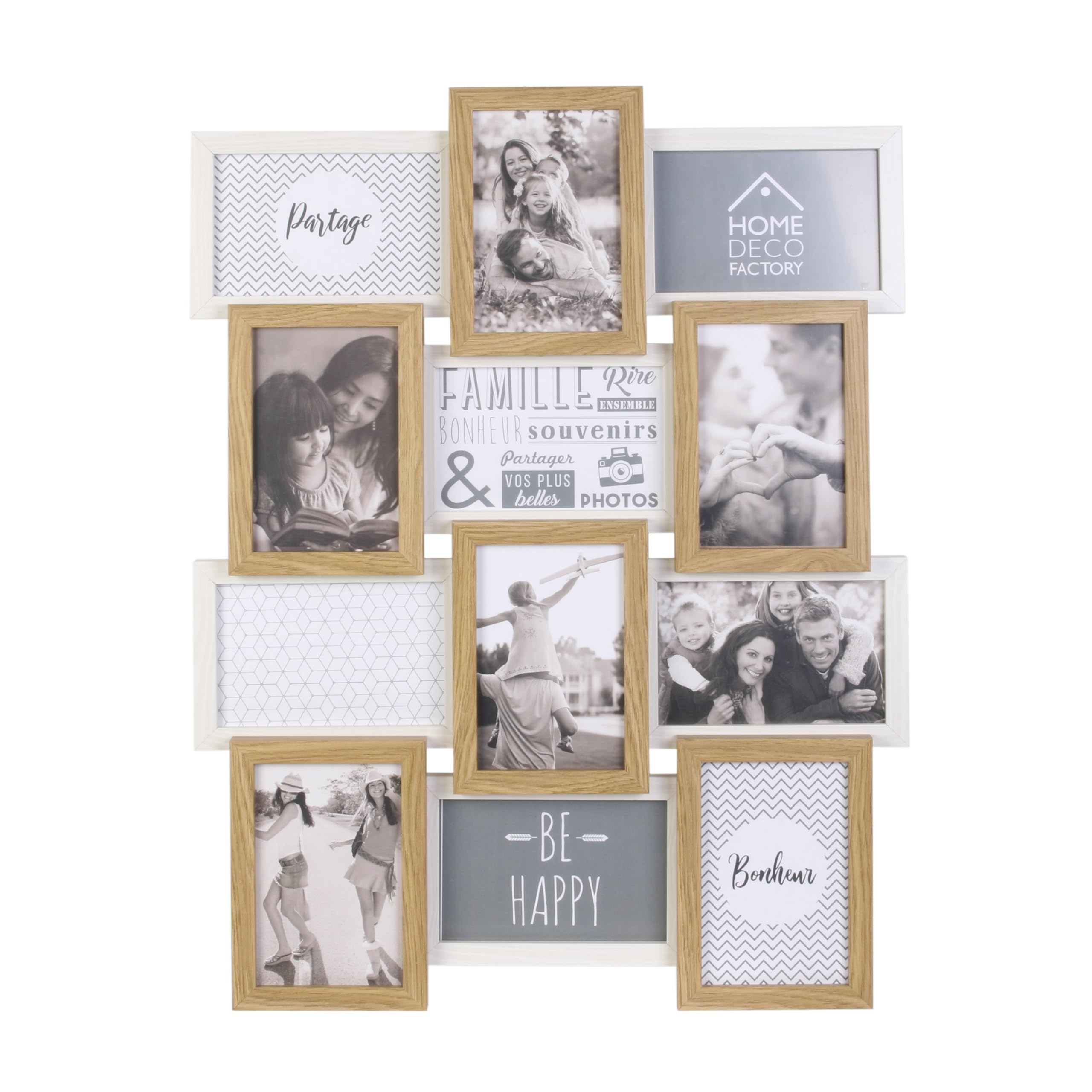 LUCKYLIFE Set Di 10 Cornici Portafoto In Legno Naturale, Collage Da Parete Con Misure 20x25, 12x18 E 10x15, Con Plexiglass HD