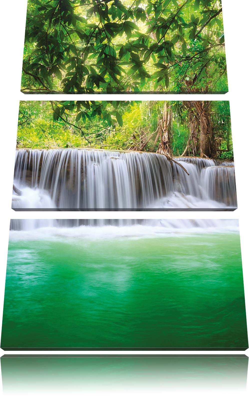 Chute d'eau dans la Jungle Photo sur Toile |Taille: 3 Parties (120x80) cm| Peinture Murale | Art Print | prêt Couvert