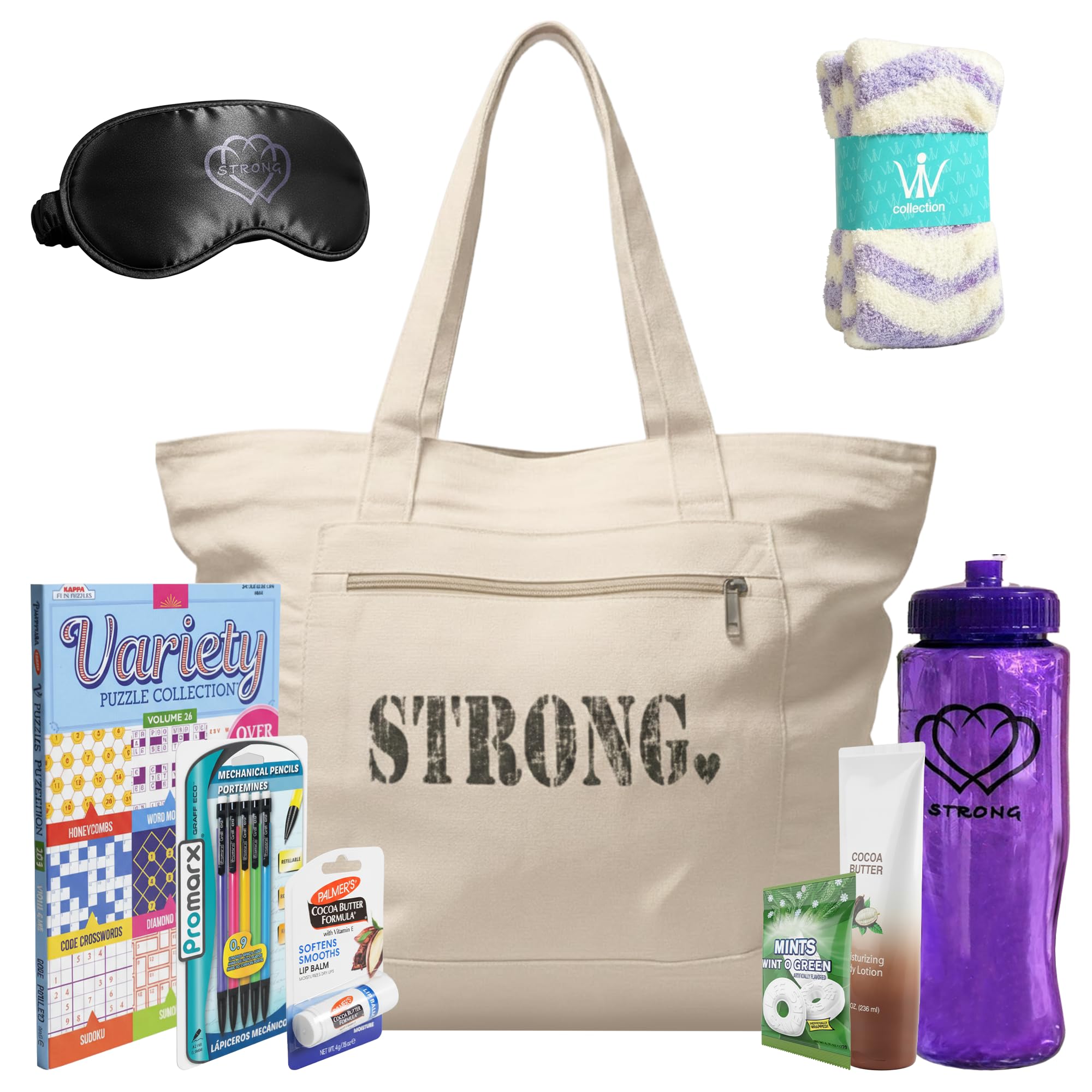 Blessings Bridge Cancer Care Gifts for Women - Chemo Care Package with Fuzzy Socks, Puzzle Book, Sleep Mask & Tote for Encouragement, Thoughtful Get Well Gifts for Women Picked by a Cancer Survivor