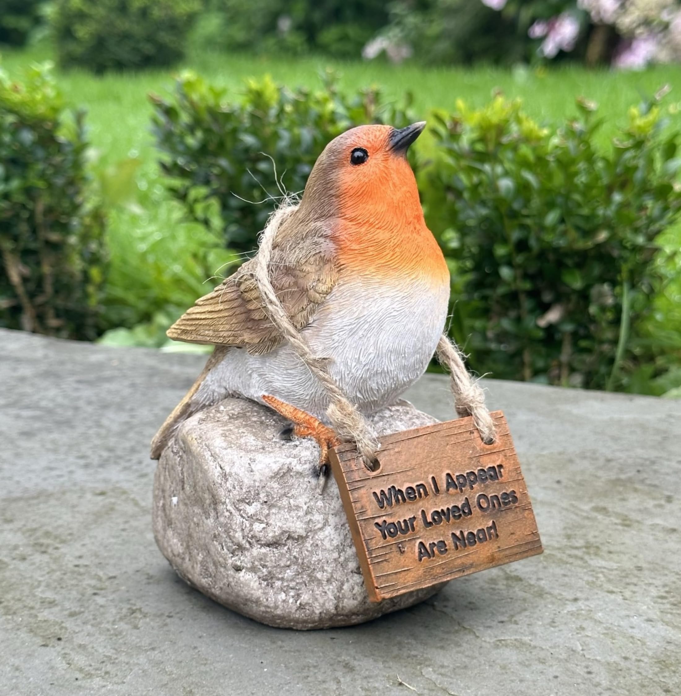 Animal Crackers ers Remembrance Robin with 'Loved ones are near' sign memorial ornament bird lover gift