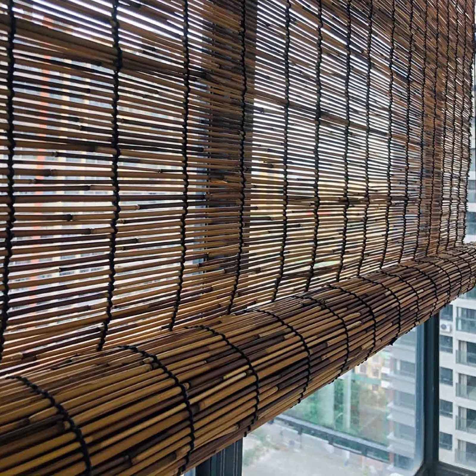 Pxzybd Hand-Woven Natural Reed Curtain, Balcony Pergola Sunshades, Straw Curtain, Bamboo Roller Blinds, with Lifters, Breathable Roll Up Shades, for Indoor/Outdoor,W×H-60x60cm/23.5x24in-image-46