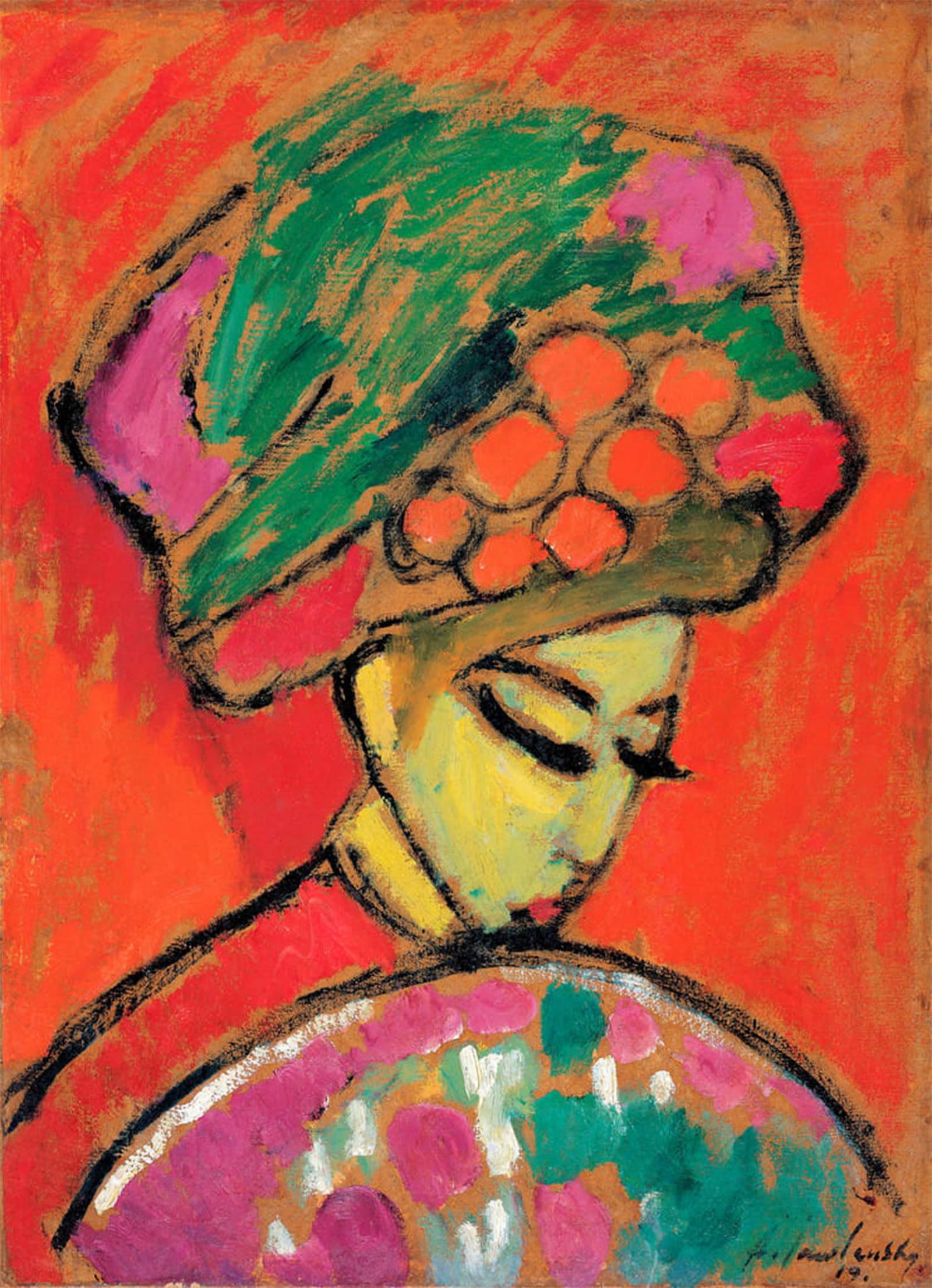 POSTERIIk Famous Animal Posters Vintage Picture Young Girl with a Flowered Hat Painting by Alexej Von Jawlensky Modern Wall Decor for Home Decor 60x90cm