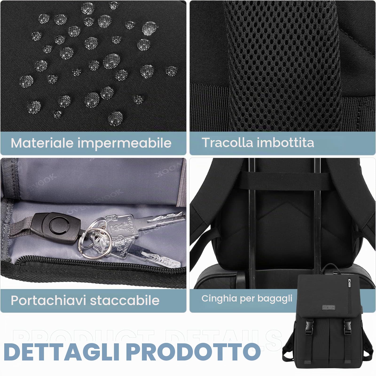 LOVEVOOK Zaino Donna Uomo Borsa Porta PC 15.6 Pollici Zainetto con USB per Scuola Media Superiore Antifurto Zaini Scolastici Impermeabile Laptop Backpack per Università Viaggi Ufficio