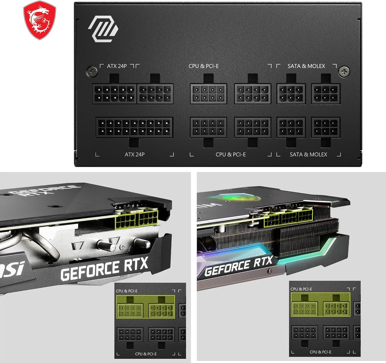 MSI MAG A650GL Alimentatore 650W, 80 Plus Gold, completamente modulare, ventola FDB da 120 mm, Full-Bridge LLC, cavi neri piatti - 7 anni di garanzia MAG GOLD 650W - Immagine 4