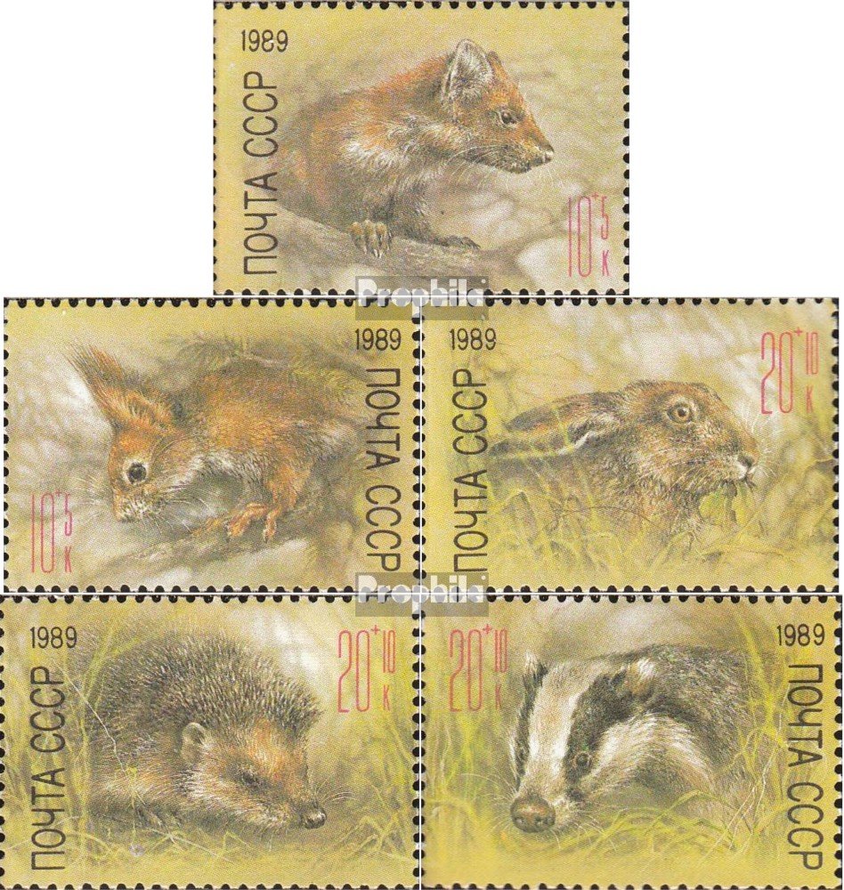 Timbres URSS 1989 – Animaux, Série Complète 5935-5939 – Neuf Avec Gomme Originale – MNH – Qualité Collectionneur Prophila
