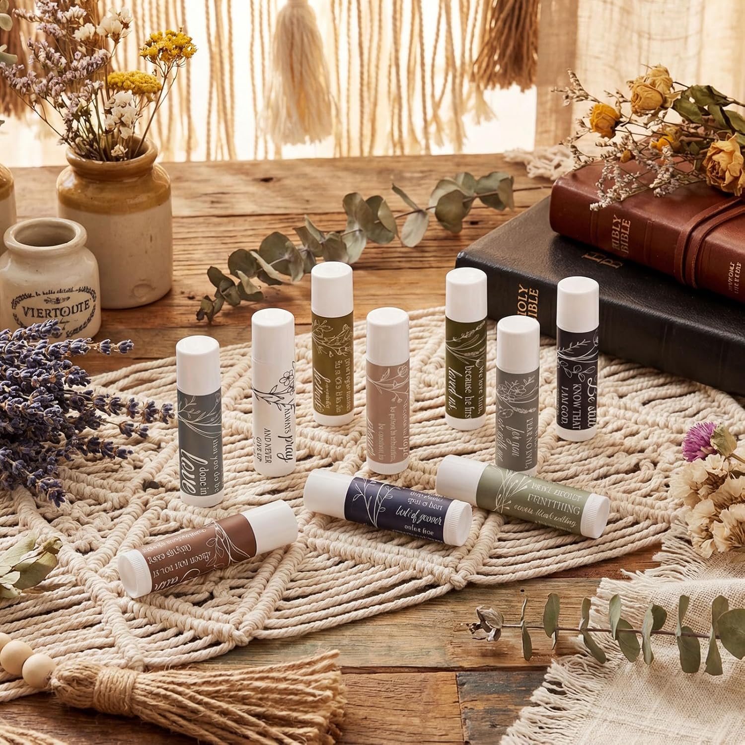 50 Pcs Christian Lip Balm Gifts Bulk Religious Easter Gifts Mother's Day Church Gift Moisturizer Lipbalms Bulk Christian Party Favors Stocking Stuffers for Mom Women Coworkers Teachers Nurse