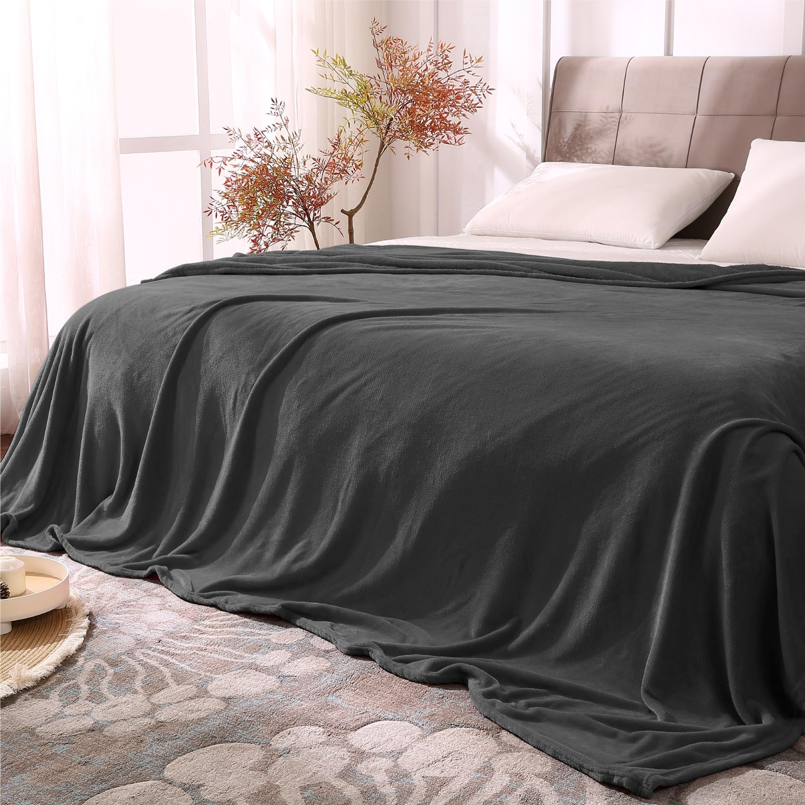 BEDELITE Fleece Blanket Soft Plush Queen Bed Blanket Charcoal Grey 90"x90" | Ultra Soft Fleece, Plush Microfiber, Lightweight Warmth, All Season Comfort, Fade Resistant, Machine Washable,Perfect for Bed