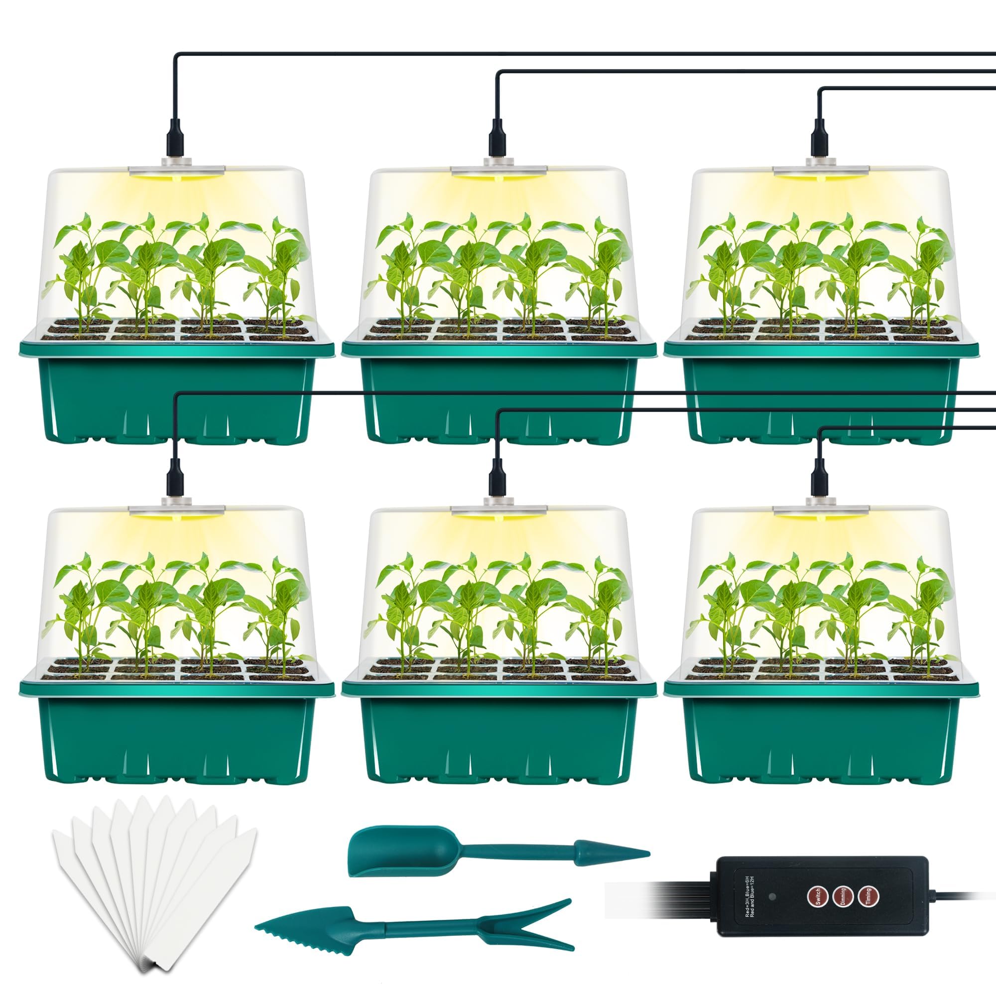 LYDTICK 6-Set Seed Starter Tray with Grow Light