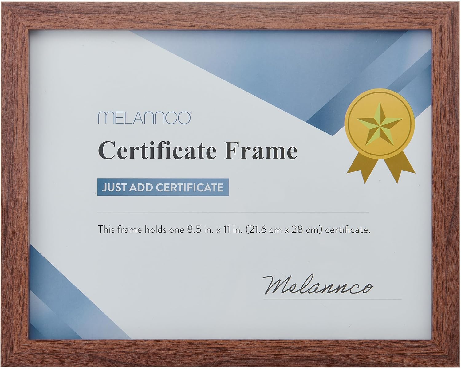 Melannco Walnut Wood Certificate Frame- Displays One 8.5x11 Inch Document, 12x9.4 Inch 12 Inch x 9.4 Inch Walnut