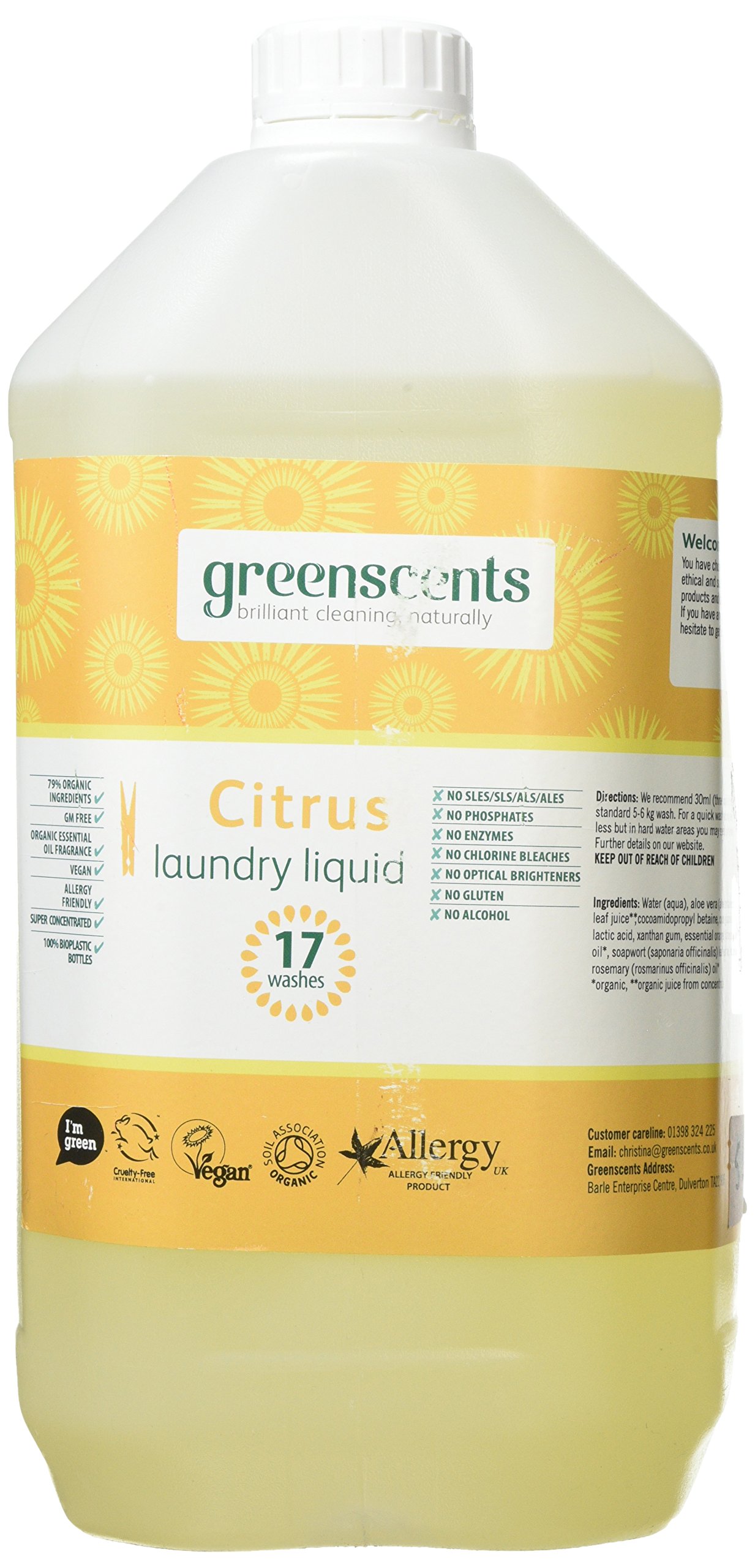 Greenscents Organic Citrus Laundry Liquid 5 Litre
