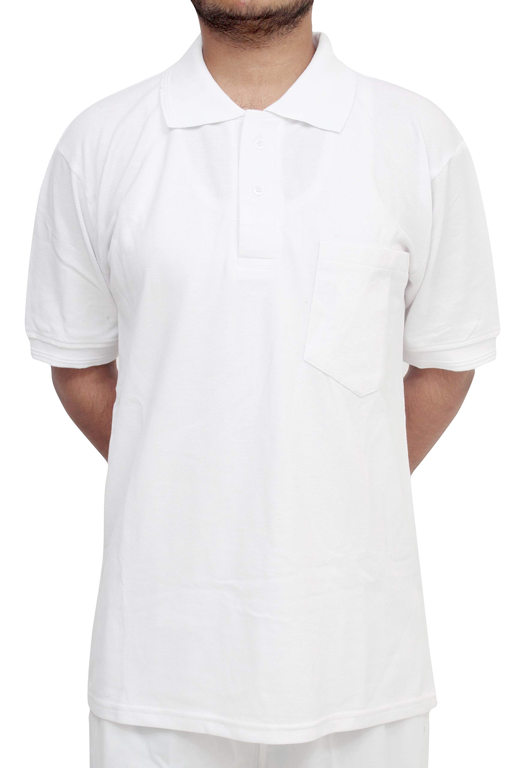 HENCOWhite Collar T-Shirt Half Sleeve for Sports, Cricket, Yoga, Volleyball,Tennis,Officials,Physical Training, Badminton, Referee, Coach, Gym & Fitness wear for Men/Women, boy/Girl