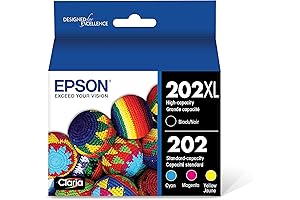 EPSON 202 Claria Ink High Capacity Black & Standard Color Cartridge Combo...