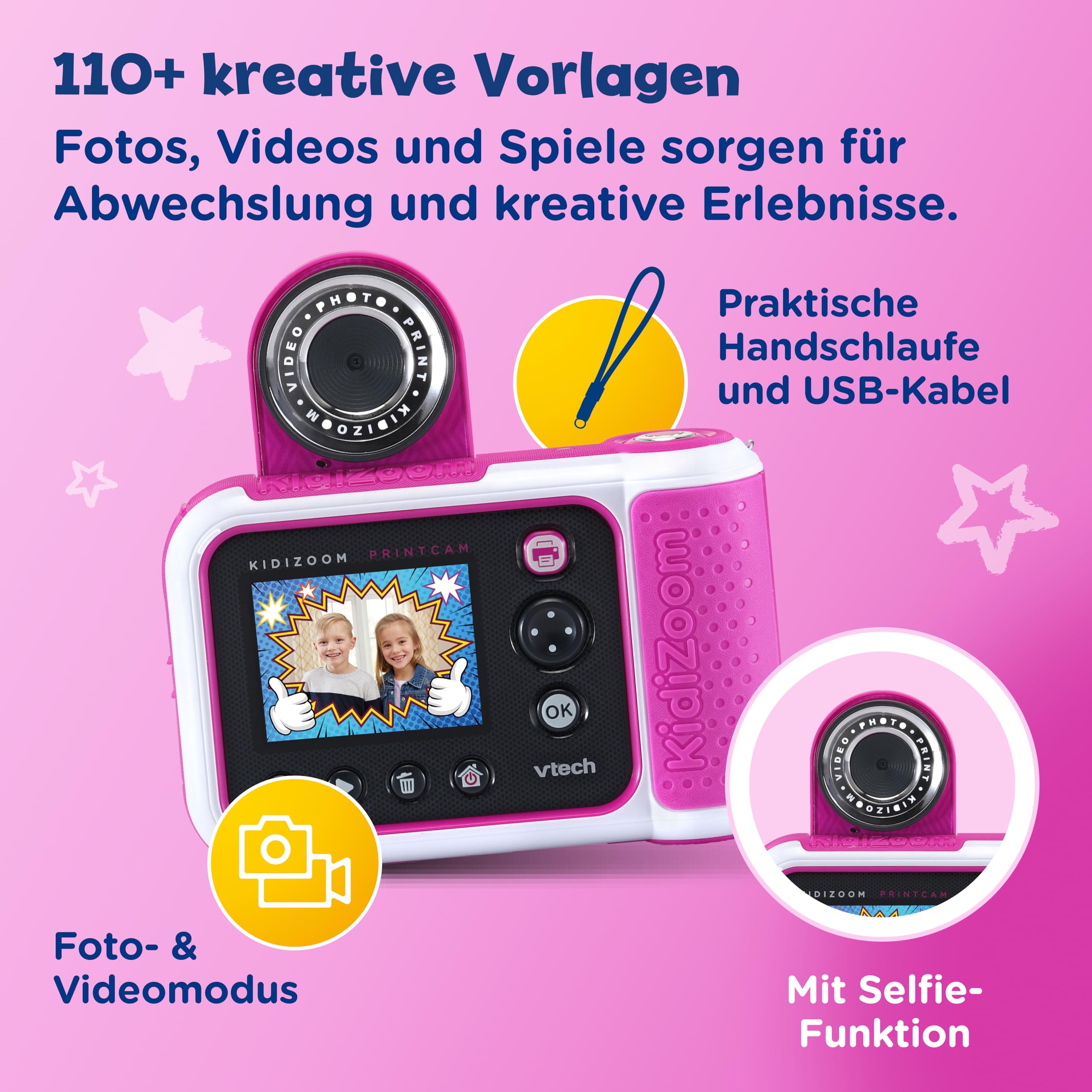 VTech KidiZoom Print Cam - Digitale Kinderkamera mit Thermodruck