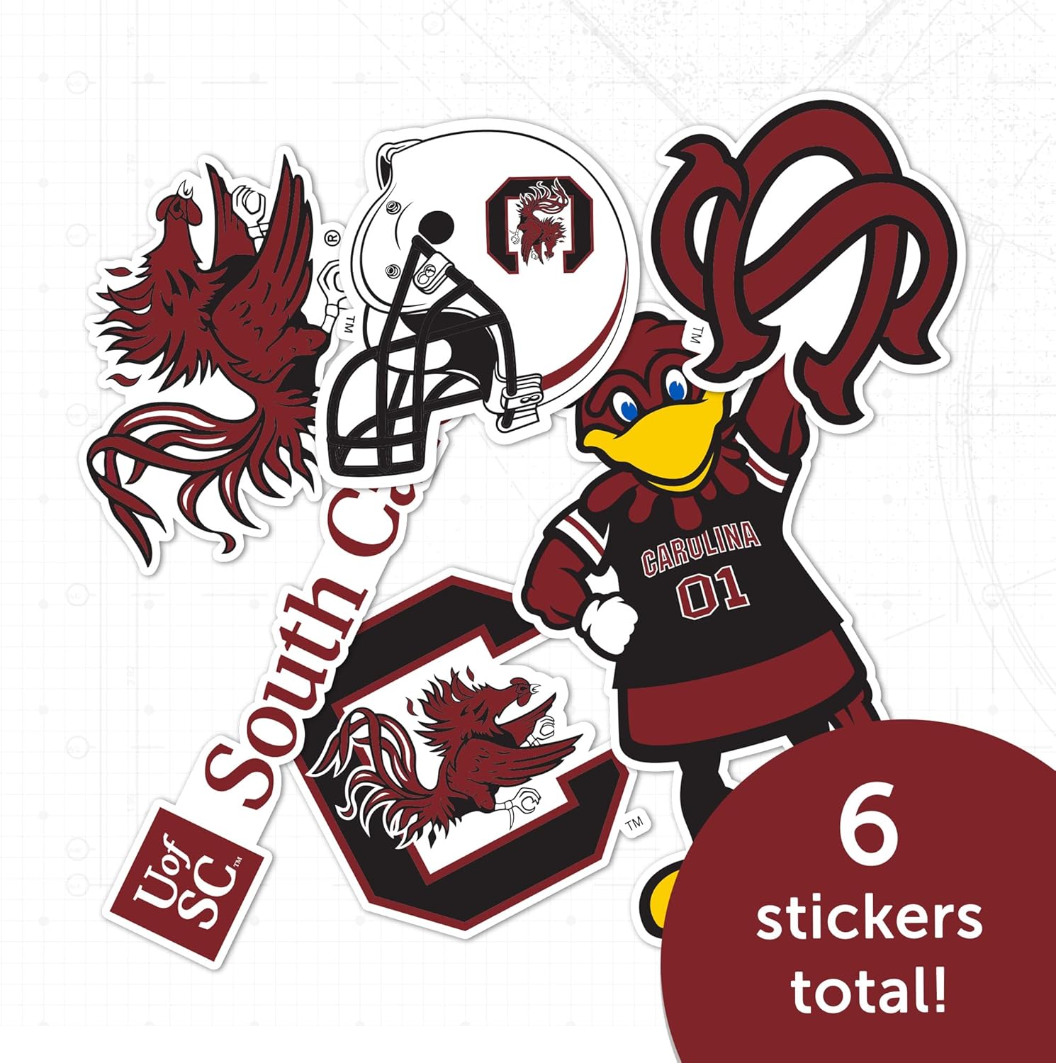 Desert Cactus University of South Carolina Sticker Gamecocks USC Cocky Vinyl Decals Laptop Water Bottle Car Scrapbook Sheet T2 (Type 2) - Image 5