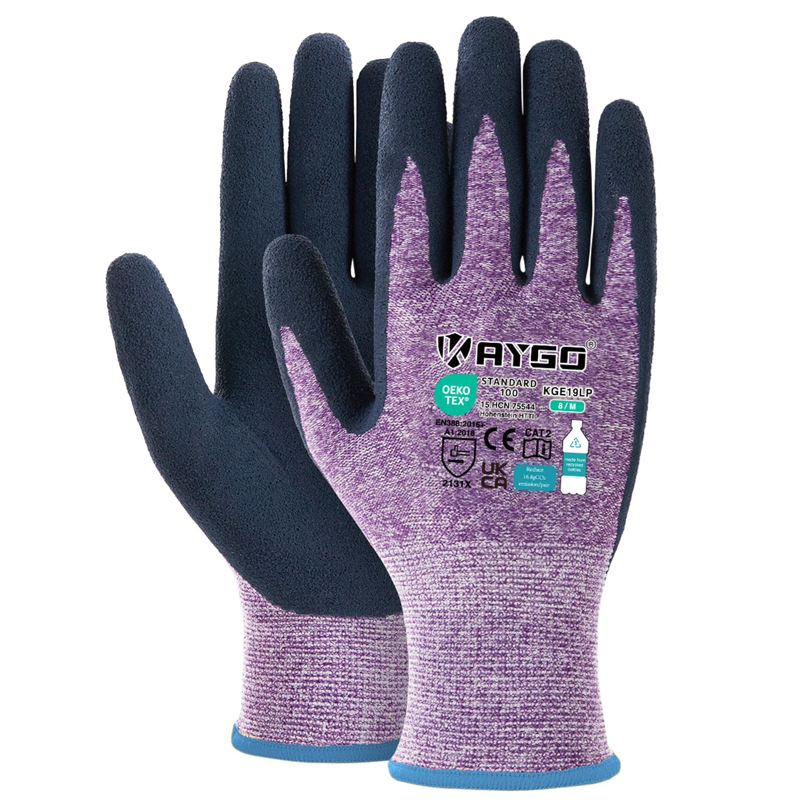 KAYGO Latex Coated Work Gloves for Women Breathable 12 works Recycled Polyester Gardening Gloves