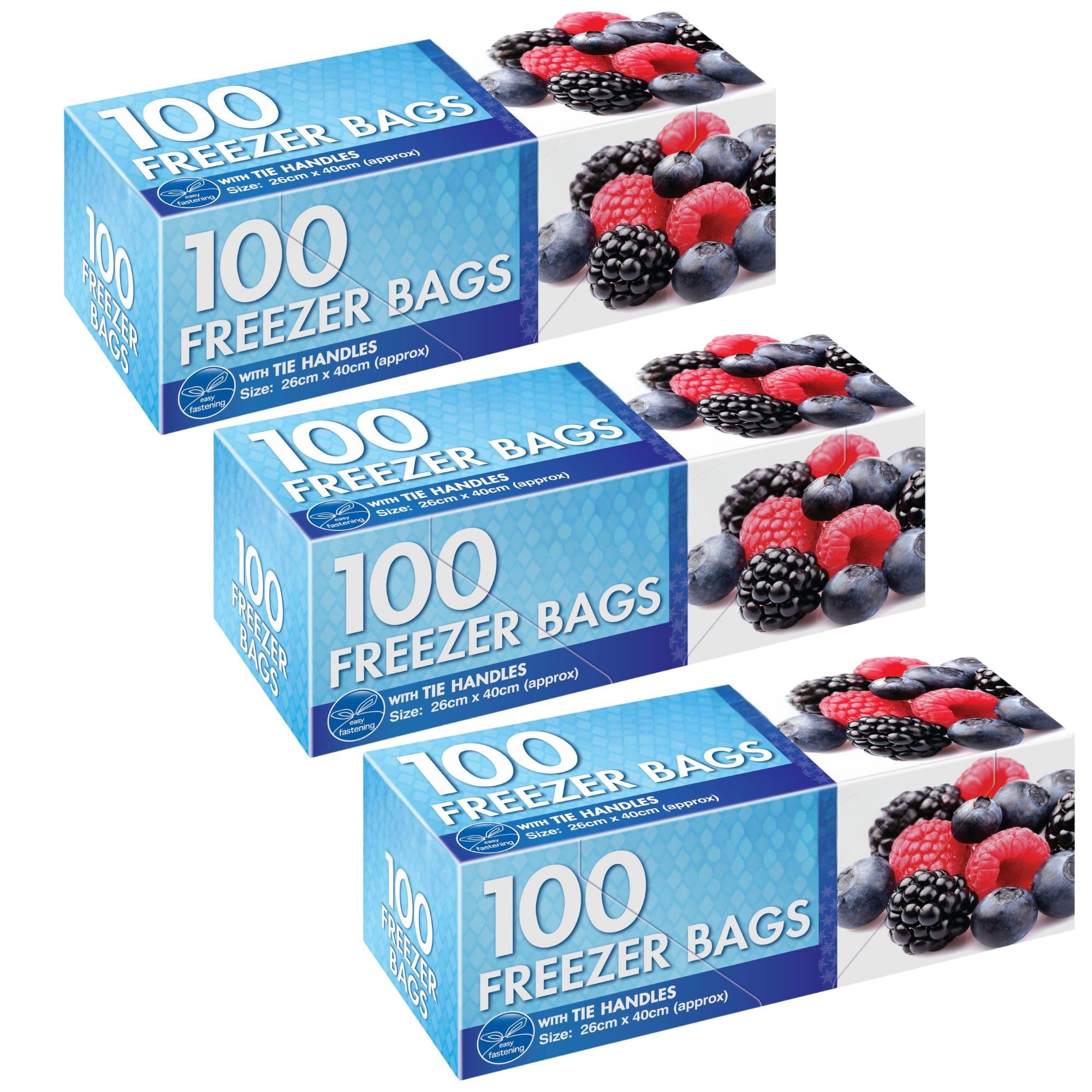 Freezer Bags with Tie Handles 300 pack | Large Freezer Bags 26cm x 40cm Freezer Bag Large