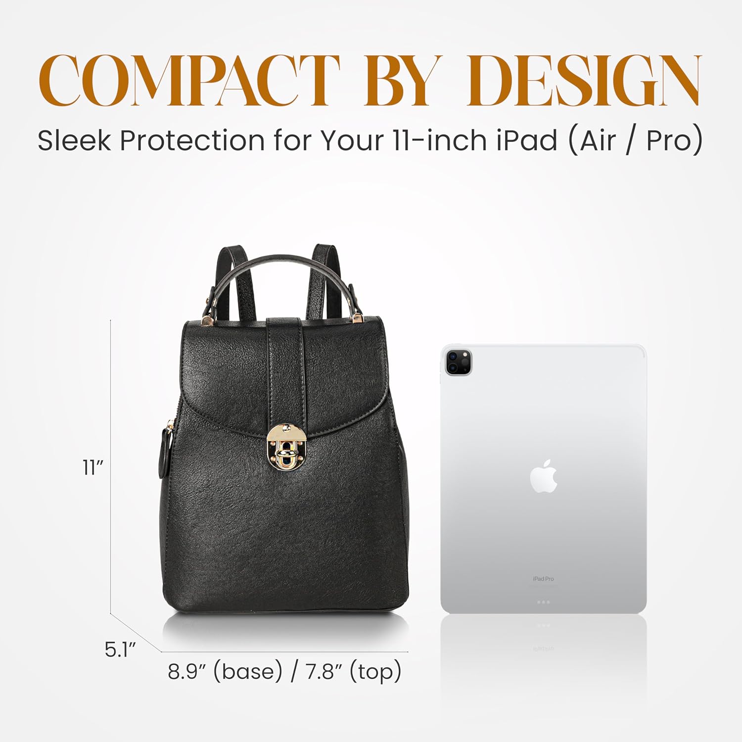 rofozzi Structured Vegan Leather Backpack Purse for Women - Back Pack Purses Women – PU Faux Leather Backpack Handbags (Black) - Image 4