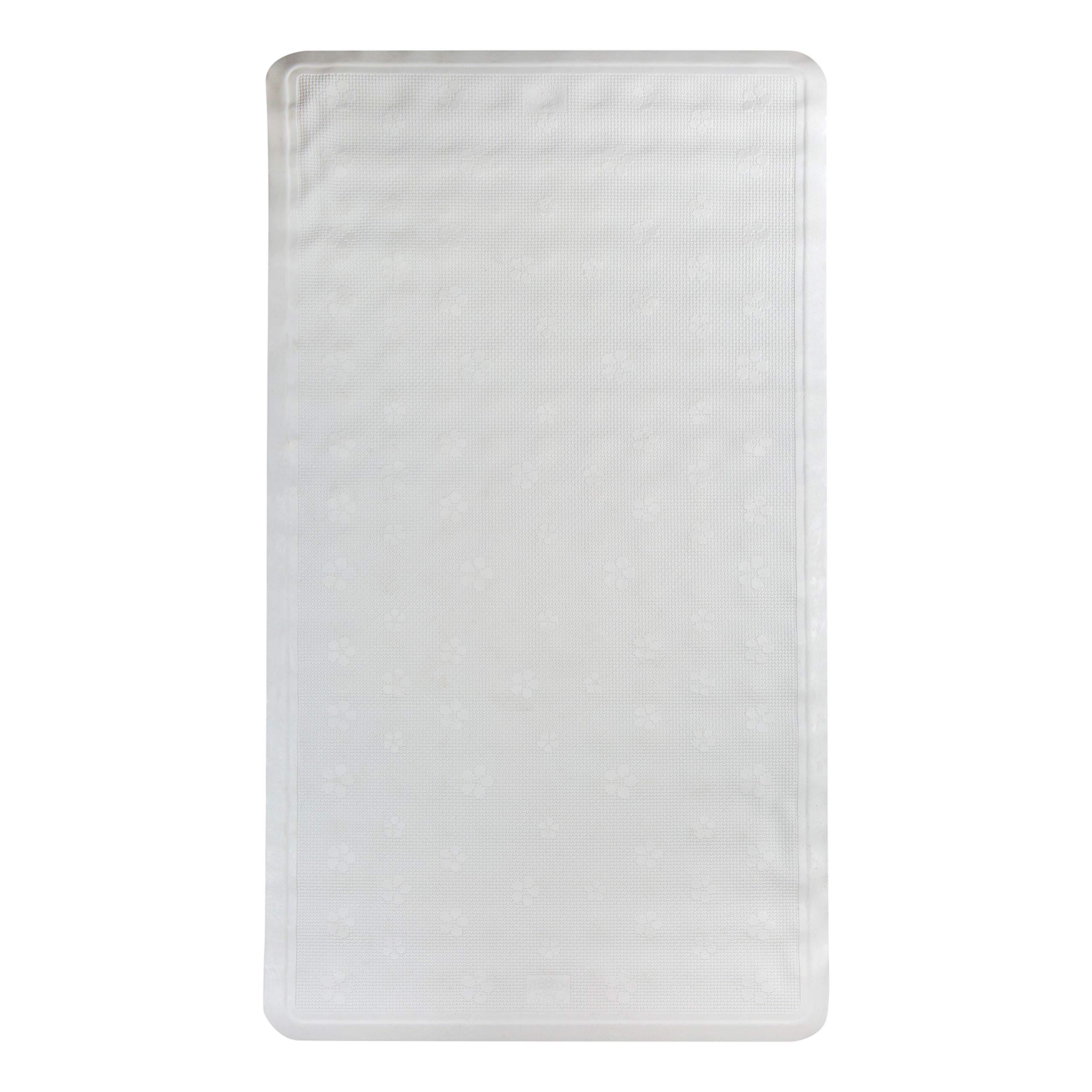 Bath Bliss Large 100% Rubber, Non Slip Shower Tub Bath Mat, Suction Cup Base, Machine Washable, White