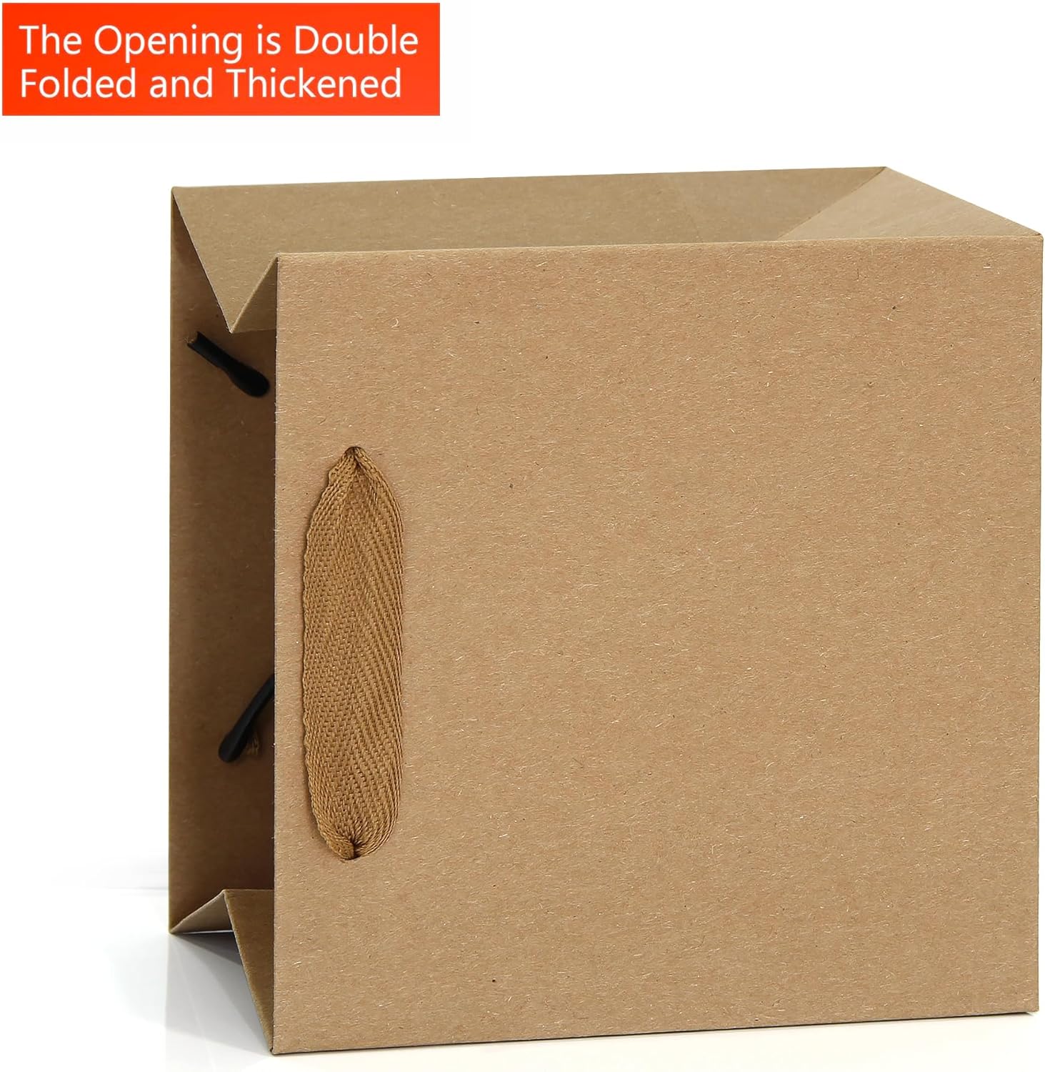 Kraft Paper Gift Bag 12 in Large Square Body Paper Bags with Handles for Wedding Baby Shower Birthday Party (Kraft Brown, 12 x 6 x 12 in, 10 CT)
