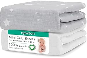 Newton Baby Fitted Mini Crib Sheets (2-Pack): Organic, Breathable, Washable