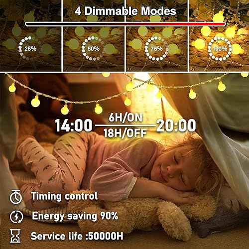 Miniatura 5 de colcutee Guirnalda de luces de globo, 20 pies, 40 luces LED que funcionan con pilas, cadena de luces interiores para decoración de Navidad, patio,