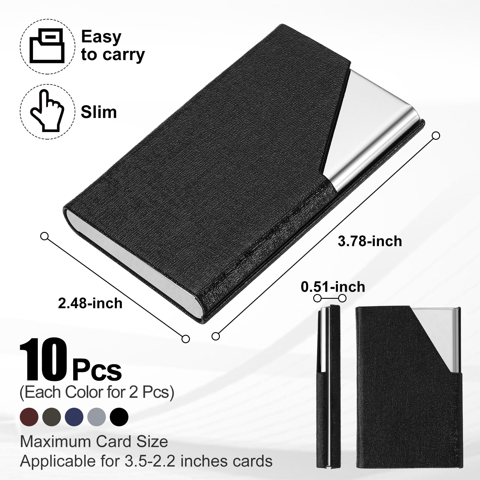 PATIKIL 10Pcs Professional Business Card Holder Case Luxury PU Leather & Stainless Steel Name Card Credit Card Holder for Men & Women with Magnetic - Image 2